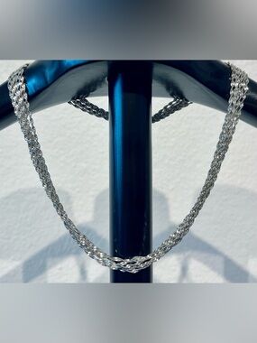 Vintage Silver Tone Multi Strand Rope Chain Necklace